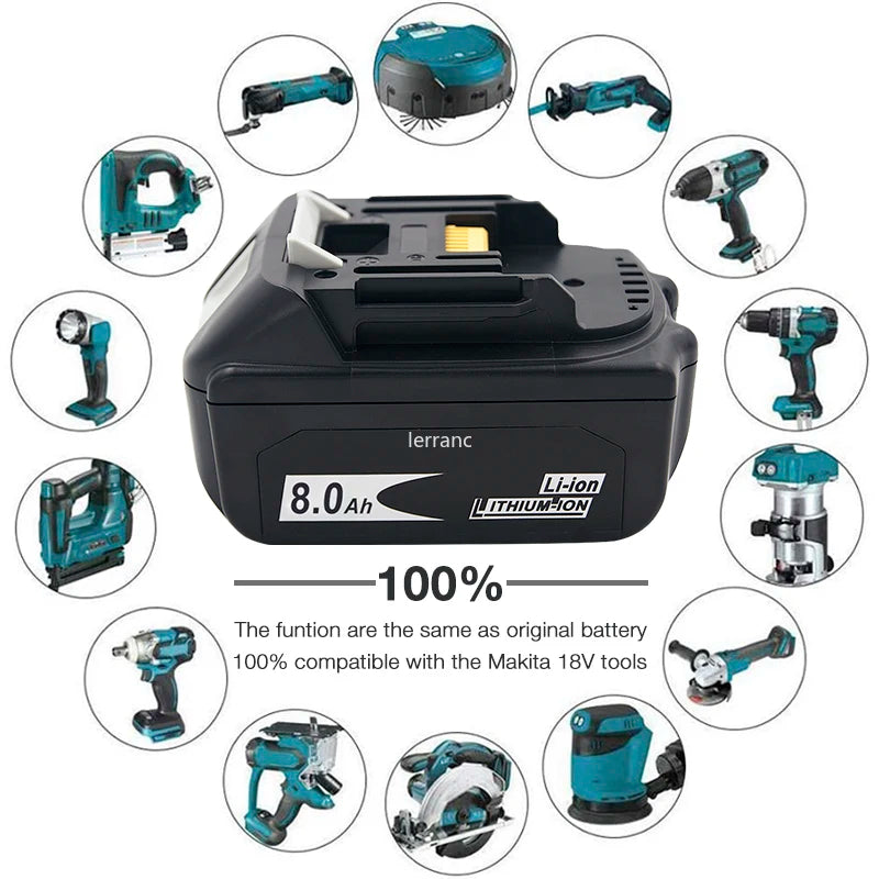 Latest BL1880B BL1860B 18V 8.0Ah 6.0A 3.5A Li Ion Rechargeable Battery for Makita 18V BL1830 BL1840 BL1850 BL1815 Cordless Drill