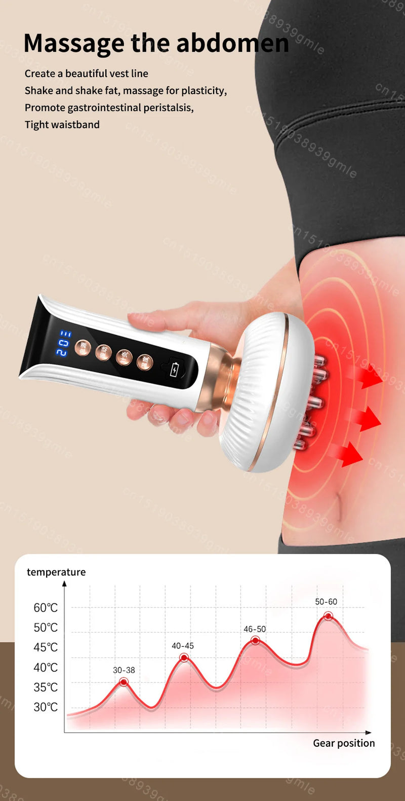Ems Guasha Massage Brush Red Light Heating Body Shaping Lymphatic Drainage Detoxification Scraping Meridian Brush Fat Burner