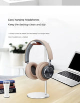 Curved Aluminum Headphone Stand Rack Sturdy Metal Gaming Headset Earphone Holder Hanger with Solid Base for Table Desk Display