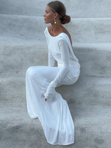 Women's Clothing Autumn New Style High-end Temperament Sexy Backless Dress Long Skirt Slim Fit Long Sleeved Dress