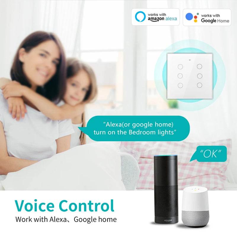 Melery 4x4 Brazil Zigbee Light Switch Touch Sensor Panel Tuya Smart Life Neutral Wire 4/6/8 Gang Remote by Alexa Dot Google Home