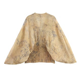 Women's clothing autumn new products European and American style retro women's clothing French lazy style printed shirt