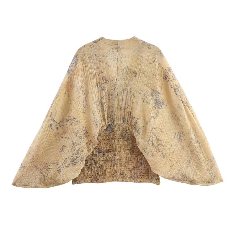 Women's clothing autumn new products European and American style retro women's clothing French lazy style printed shirt