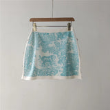 Women's Clothing Early Autumn New Style Temperament Jungle Jacquard Knitted Cardigan Top+French Elegant Half Skirt Two-Piec