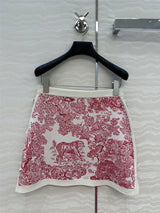 Women's Clothing Early Autumn New Style Temperament Jungle Jacquard Knitted Cardigan Top+French Elegant Half Skirt Two-Piec