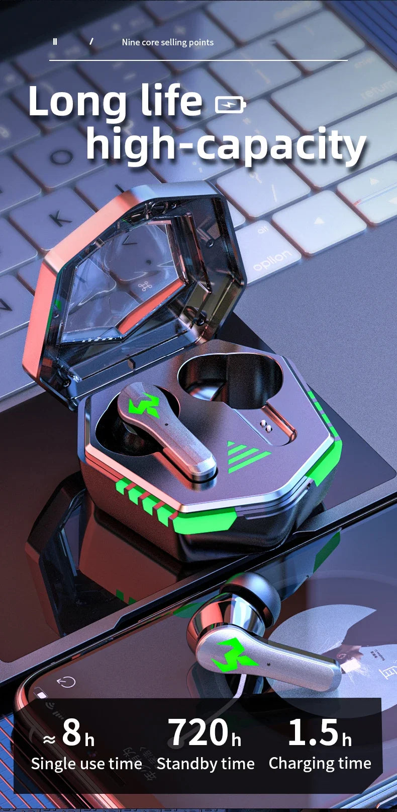 N35 TWS Gaming Earphones Touch Wireless Headphones Bluetooth 300mAh Battery Long Standby Earbuds HIFI Waterproof Headset