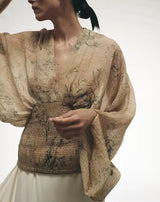 Women's clothing autumn new products European and American style retro women's clothing French lazy style printed shirt