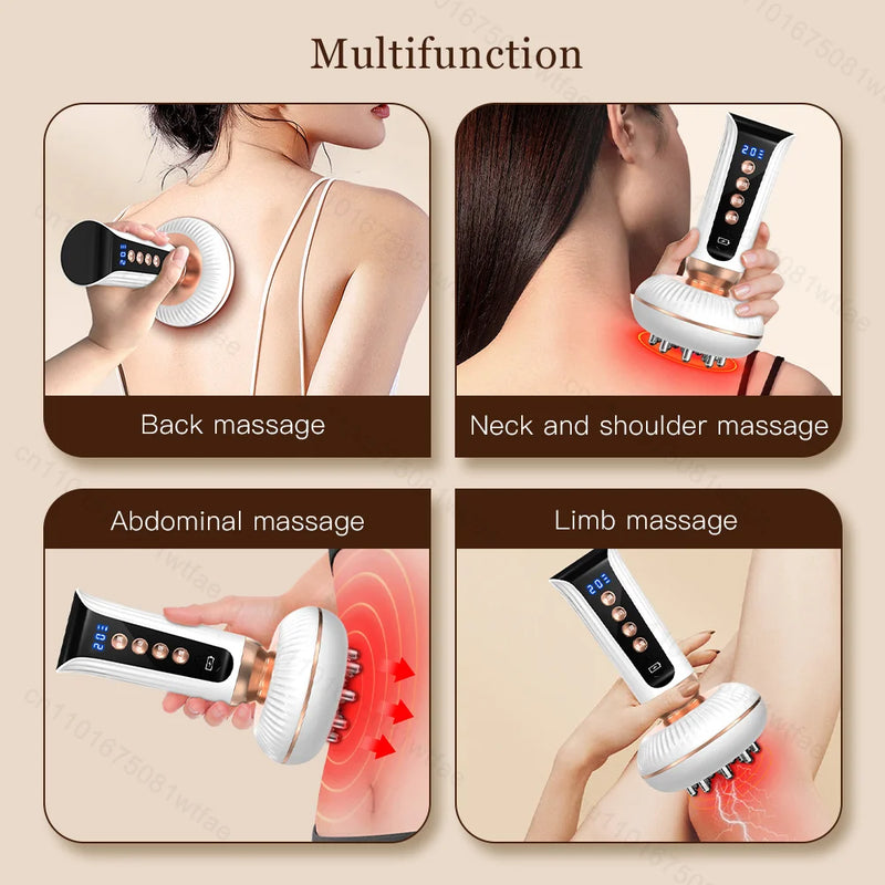 Ems Guasha Massage Brush Red Light Heating Body Shaping Lymphatic Drainage Detoxification Scraping Meridian Brush Fat Burner