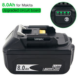 Latest BL1880B BL1860B 18V 8.0Ah 6.0A 3.5A Li Ion Rechargeable Battery for Makita 18V BL1830 BL1840 BL1850 BL1815 Cordless Drill
