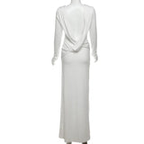 Women's Clothing Autumn New Style High-end Temperament Sexy Backless Dress Long Skirt Slim Fit Long Sleeved Dress