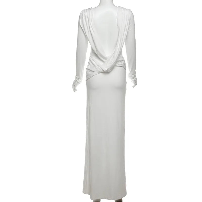 Women's Clothing Autumn New Style High-end Temperament Sexy Backless Dress Long Skirt Slim Fit Long Sleeved Dress