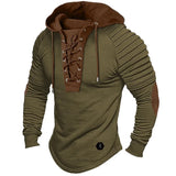 Muscle Men's Clothing. Solid Color Hoodie. New Style Men's T-shirt Top. Pleated Hood. Street Style Long-sleeved T-shirt. S-XXXL
