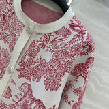 Women's Clothing Early Autumn New Style Temperament Jungle Jacquard Knitted Cardigan Top+French Elegant Half Skirt Two-Piec