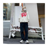 Mens Clothing  Vintage graffiti destroys dirty painted high street loose casual hoodies ropa hombre