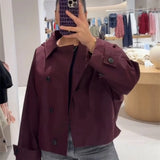 New women's clothing European and American style fashionable design sense lapel bat style short windbreaker