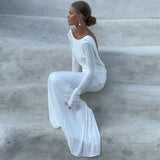 Women's Clothing Autumn New Style High-end Temperament Sexy Backless Dress Long Skirt Slim Fit Long Sleeved Dress