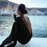 Women's Clothing Autumn New Style High-end Temperament Sexy Backless Dress Long Skirt Slim Fit Long Sleeved Dress