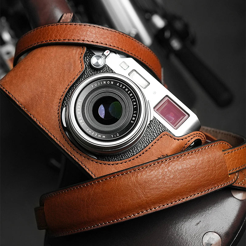 Mr.stone Handmade Genuine Leather Camera Strap For sony a7cR fujifilm XT5 Leica M1 Camera Shoulder Sling Belt (Shoulder support)