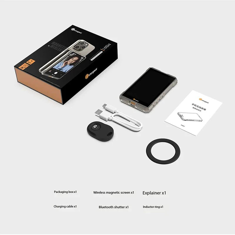 Fotorgear MS01 Magnetic Phone Selfie Monitor Screen for Smartphone Rear Camera Selfie Vlog Live Stream for iPhone Android