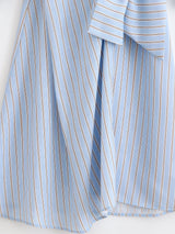 Women's clothing autumn new style, fashionable and versatile, simple and long-sleeved design, striped double-collar joint