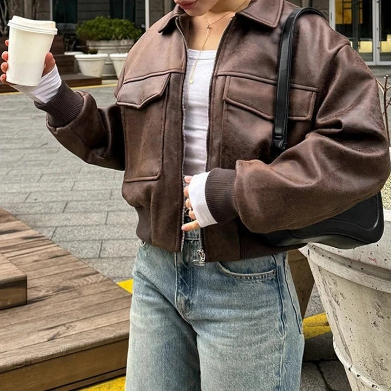 Women's Clothing Autumn New Fashion Jacket with Large Pocket Jacket