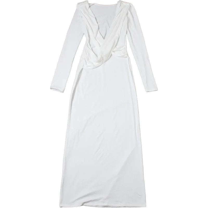 Women's Clothing Autumn New Style High-end Temperament Sexy Backless Dress Long Skirt Slim Fit Long Sleeved Dress