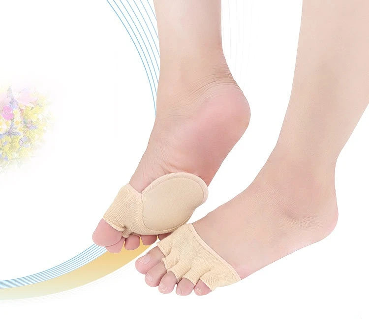 2Pcs=1Pair Toe Separator Foot Care Half Insoles Five Finger Socks Pads Bunion Sleeve Protector Hallux Valgus Forefoot For Women