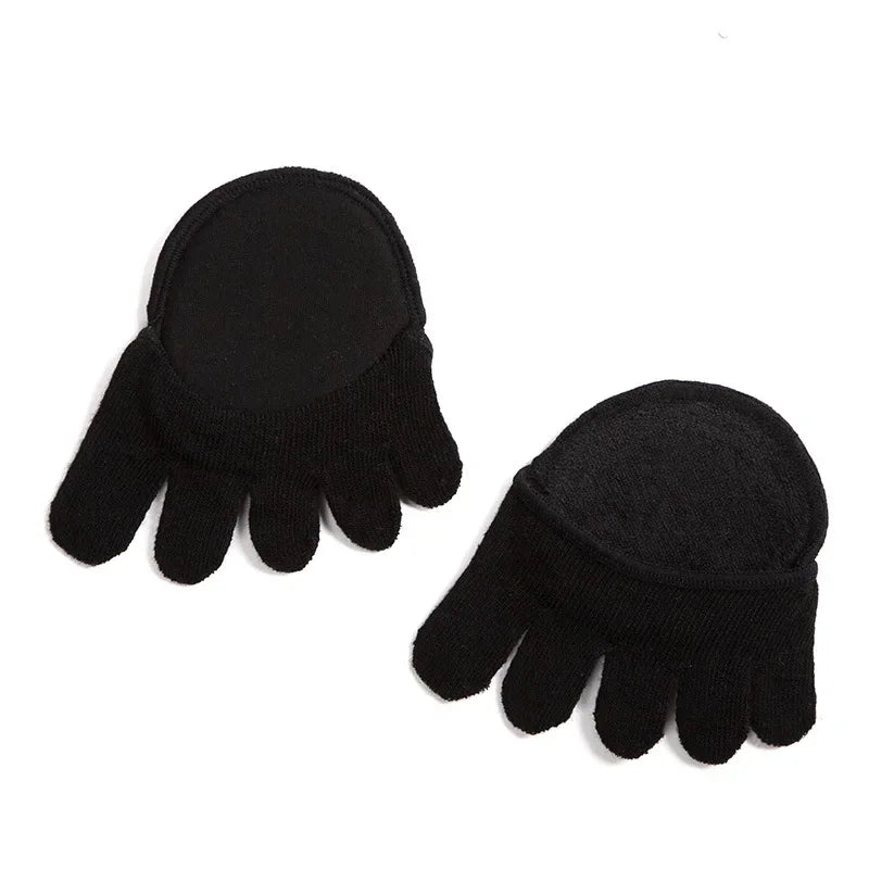 2Pcs=1Pair Toe Separator Foot Care Half Insoles Five Finger Socks Pads Bunion Sleeve Protector Hallux Valgus Forefoot For Women