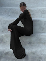 Women's Clothing Autumn New Style High-end Temperament Sexy Backless Dress Long Skirt Slim Fit Long Sleeved Dress