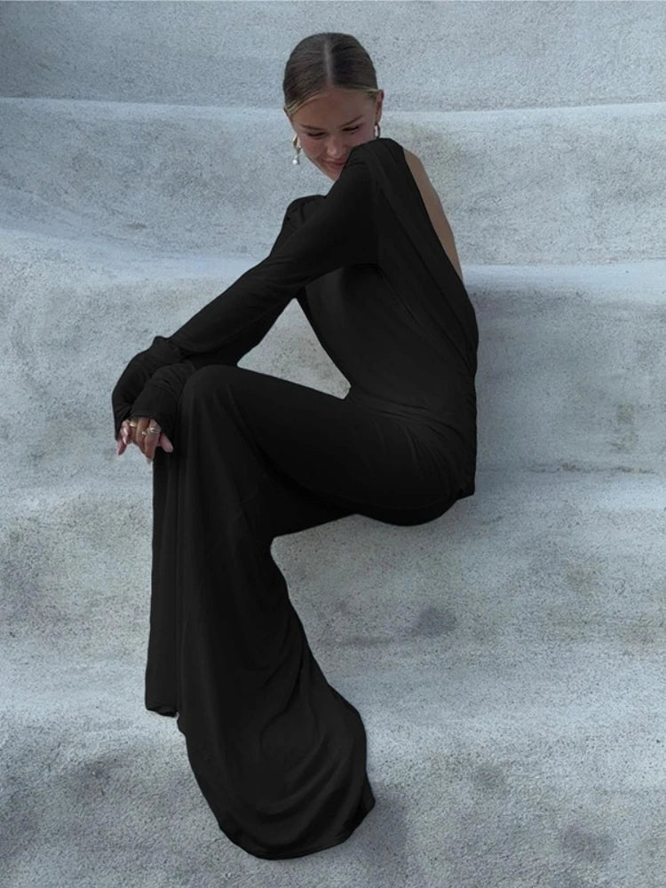 Women's Clothing Autumn New Style High-end Temperament Sexy Backless Dress Long Skirt Slim Fit Long Sleeved Dress