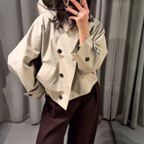 New women's clothing European and American style fashionable design sense lapel bat style short windbreaker