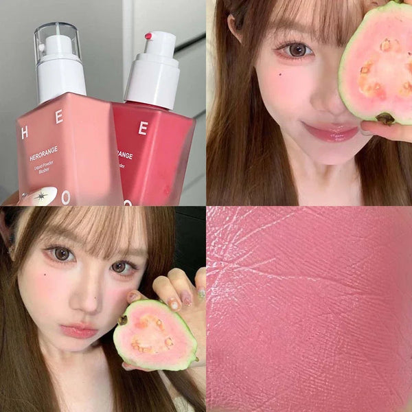 HERORANGE Matte Liquid Blush Velvet Blusher Peach Face Blusher Pigment Lasting Beauty Natural Cheek Tint Cream Blush Makeup 30ML