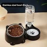 Pet supplies Integrated pet feeder Automatic water dispenser Anti-slip inclined stainless steel bowl Suitable for cats and dogs