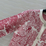 Women's Clothing Early Autumn New Style Temperament Jungle Jacquard Knitted Cardigan Top+French Elegant Half Skirt Two-Piec