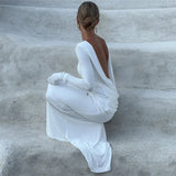 Women's Clothing Autumn New Style High-end Temperament Sexy Backless Dress Long Skirt Slim Fit Long Sleeved Dress
