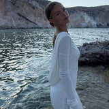 Women's Clothing Autumn New Style High-end Temperament Sexy Backless Dress Long Skirt Slim Fit Long Sleeved Dress