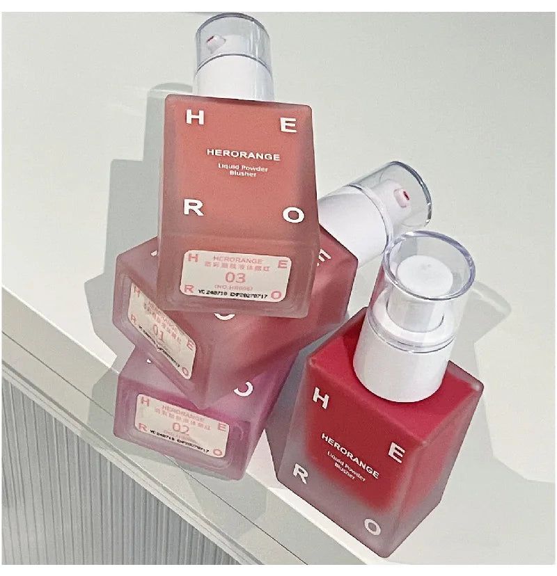 HERORANGE Matte Liquid Blush Velvet Blusher Peach Face Blusher Pigment Lasting Beauty Natural Cheek Tint Cream Blush Makeup 30ML