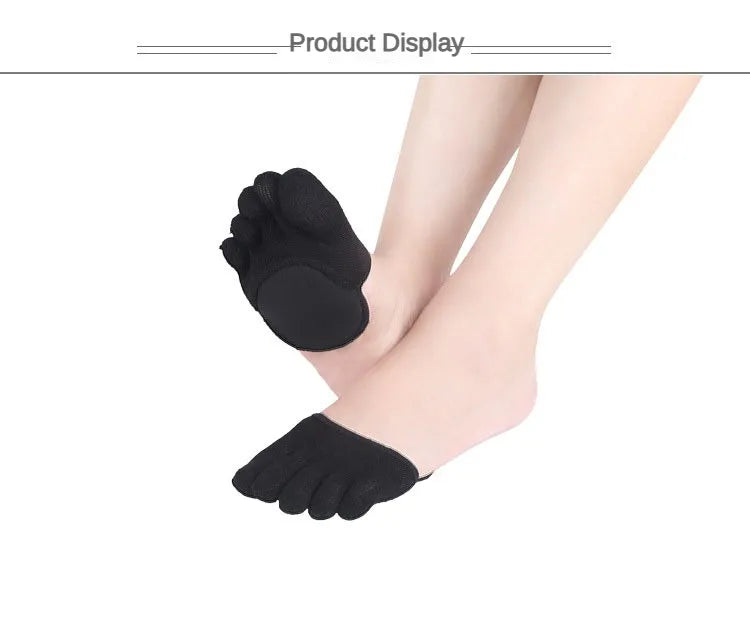 2Pcs=1Pair Toe Separator Foot Care Half Insoles Five Finger Socks Pads Bunion Sleeve Protector Hallux Valgus Forefoot For Women