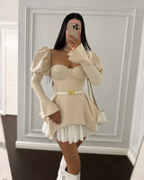 Women's clothing summer new design, chest wrapping, irregular puff sleeve dress, short skirt, club clothing, Vestidos