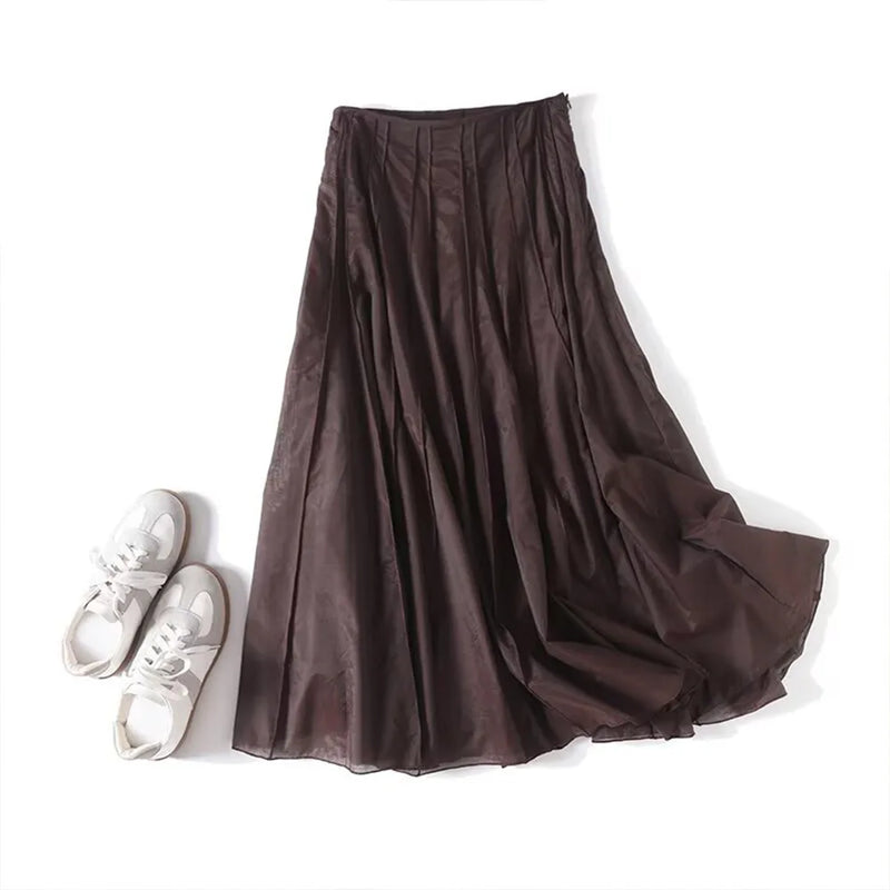 Women's clothing summer new products European and American fashion versatile minimalist design casual tulle skirt