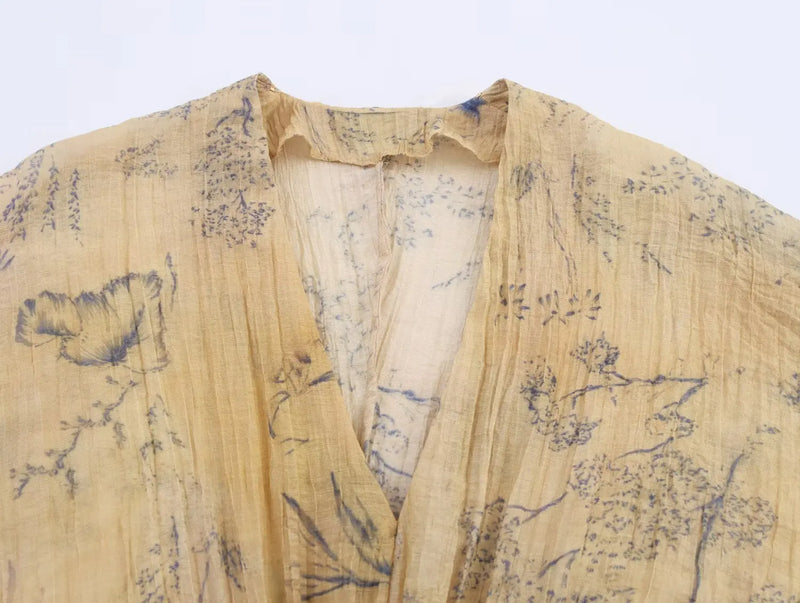 Women's clothing autumn new products European and American style retro women's clothing French lazy style printed shirt