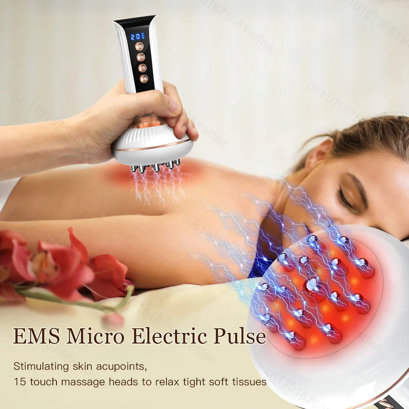 Ems Guasha Massage Brush Red Light Heating Body Shaping Lymphatic Drainage Detoxification Scraping Meridian Brush Fat Burner