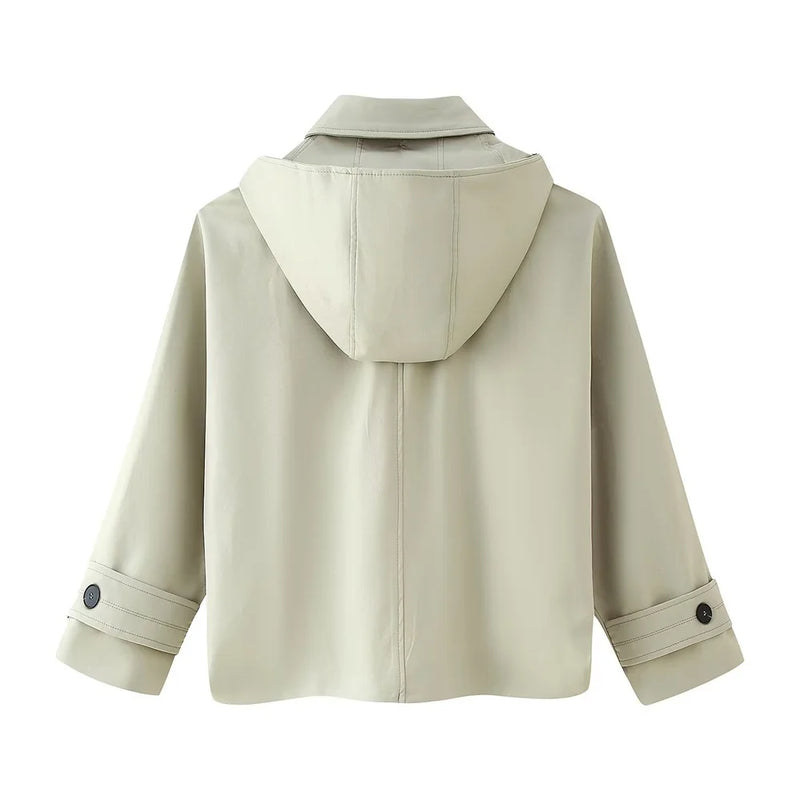 New women's clothing European and American style fashionable design sense lapel bat style short windbreaker