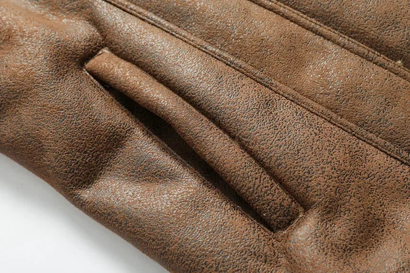 Men Clothing High Quality Male Thicken Leather Jacket Mens Warm Jacket Youth Fashion Casual Coat Winter Men Suede Leather Coat