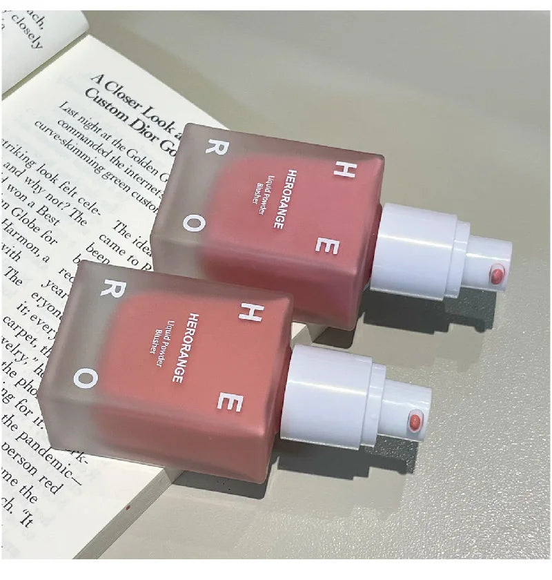 HERORANGE Matte Liquid Blush Velvet Blusher Peach Face Blusher Pigment Lasting Beauty Natural Cheek Tint Cream Blush Makeup 30ML