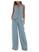 Women's Clothing Spring Summer New Fashionable Vest Pants Collage Splicing Pure Sleeveless Color Temperament Casual Suit