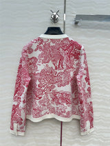 Women's Clothing Early Autumn New Style Temperament Jungle Jacquard Knitted Cardigan Top+French Elegant Half Skirt Two-Piec