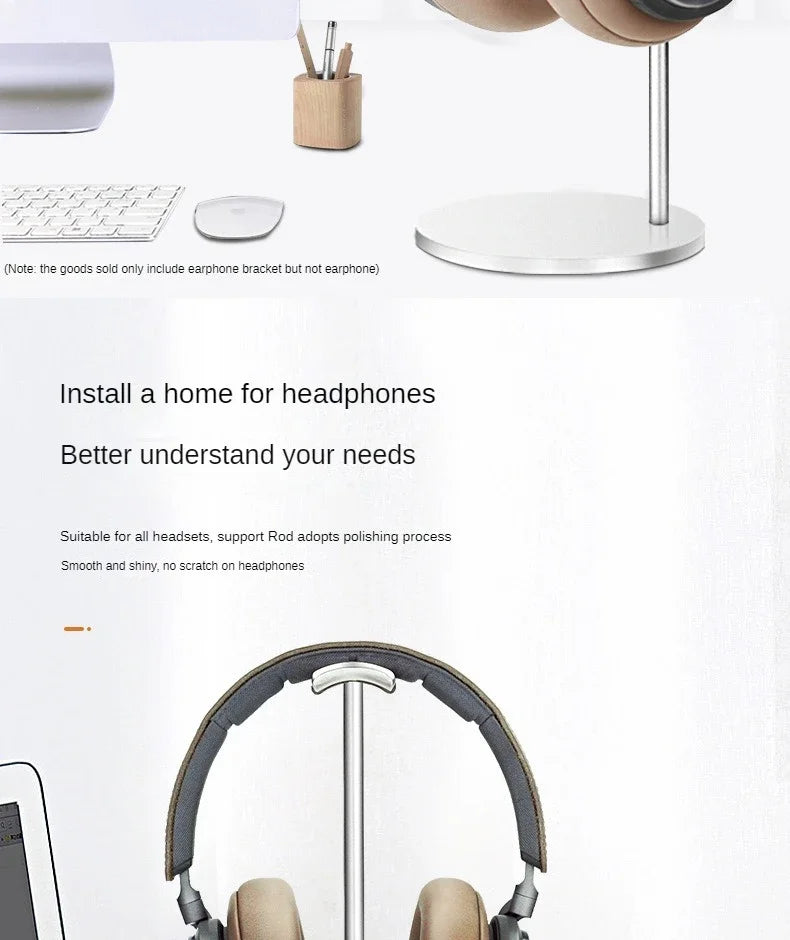 Curved Aluminum Headphone Stand Rack Sturdy Metal Gaming Headset Earphone Holder Hanger with Solid Base for Table Desk Display