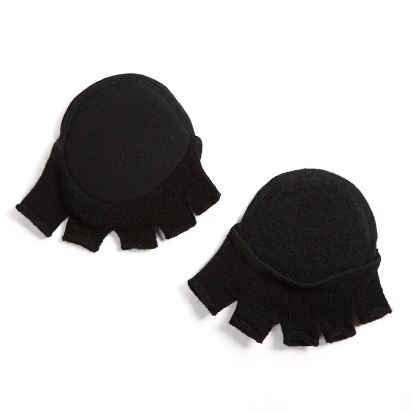 2Pcs=1Pair Toe Separator Foot Care Half Insoles Five Finger Socks Pads Bunion Sleeve Protector Hallux Valgus Forefoot For Women
