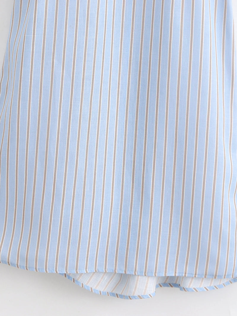 Women's clothing autumn new style, fashionable and versatile, simple and long-sleeved design, striped double-collar joint